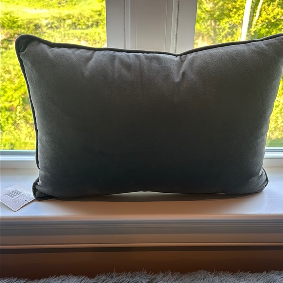 White and Silver Accent Pillow with Love Script - Picture 2 of 3